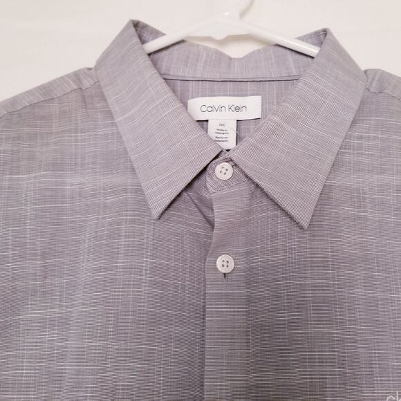 Calvin Klein Men's Gray Shirt Long Sleeve Button Up 100% Cotton Stretch Size L69 - Picture 2 of 13